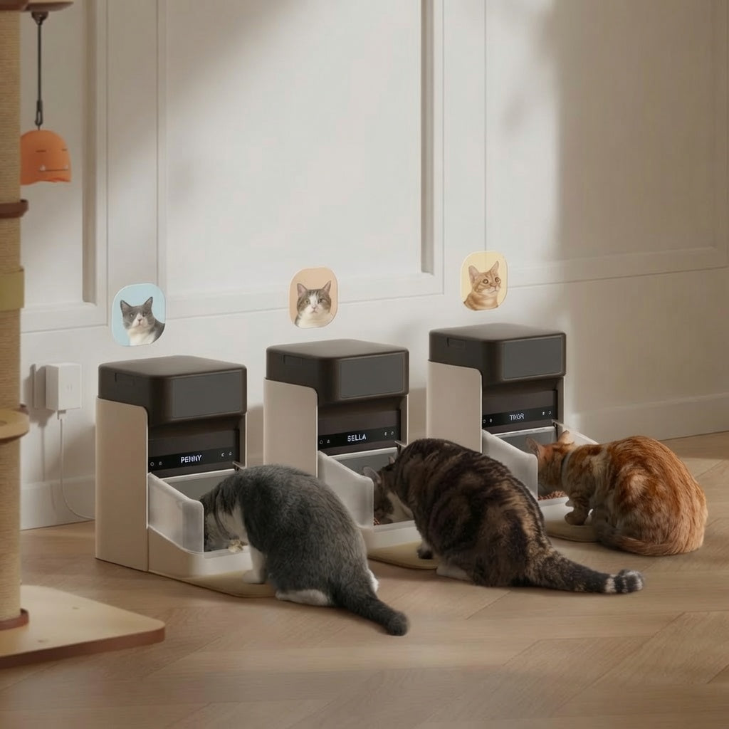 One cat's on a diet. The other eats everything in sight.